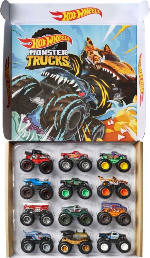 Hot Wheels Monster Trucks, 12-Pack Escala 1:64, Vehículos de Juguete para niños de 3 años en adelante