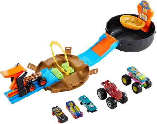 Hot Wheels Monster Trucks Stunt - Juego de neumáticos Incluye 3 Camiones Monstruo 3 vehículos a Escala 1:64, Regalo para niños d