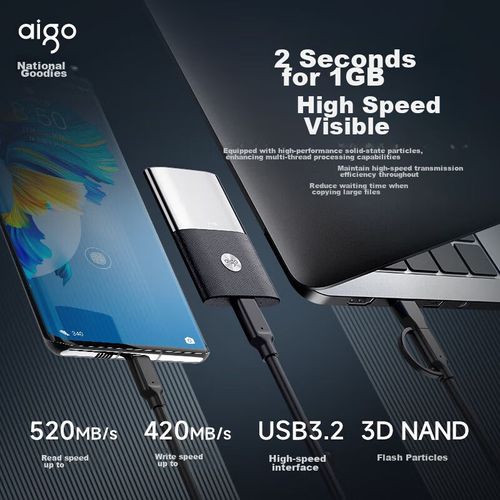 PSSD Aigo S8 2TB USB-C Negro