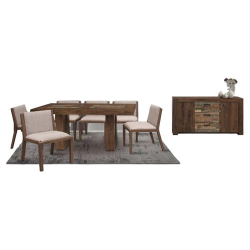 Comedor 6 Sillas Oporto - Marron con Rustico