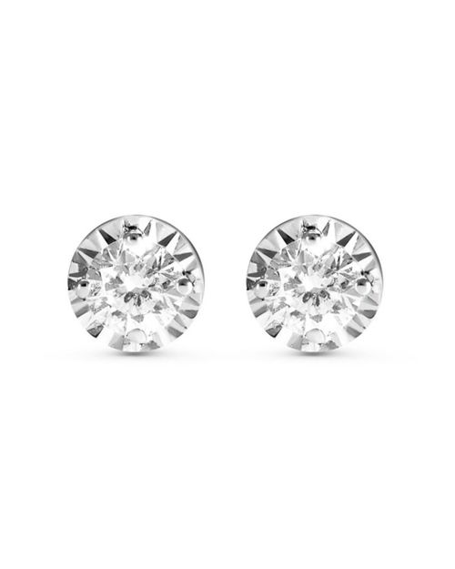 Broqueles de Oro Blanco 14K con 18 Pts Diamante SURAJ-9-A