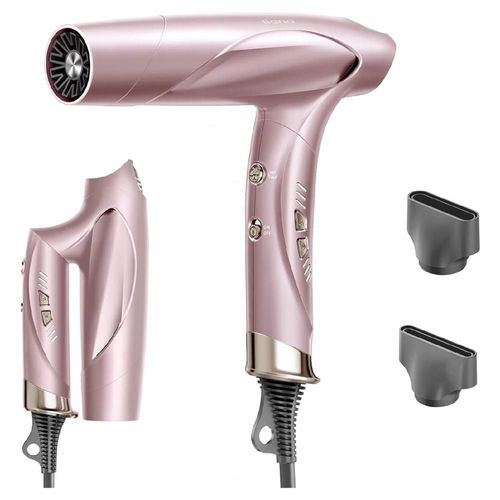Secadora De Pelo Iónica Profesional Rosa 1400W Plegable Portátil 110000 Rpm