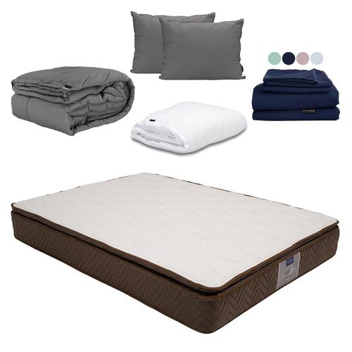 Colchón King Size Restonic Nautilus + Almohada 2Pack + Protector Cloud + Sábanas Softy + Edredón Homy CZD