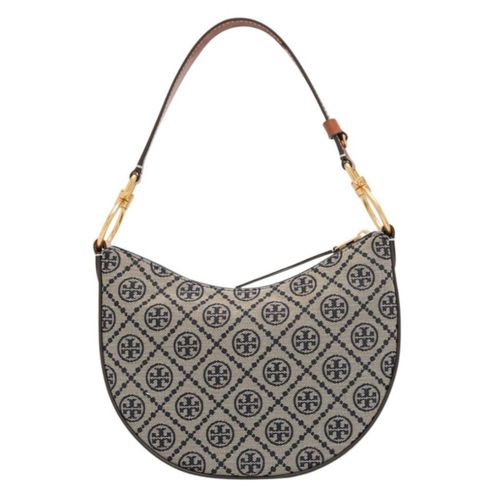 Bolsa Tory Burch Monogram Hobo Jacquard Mini Color Café.