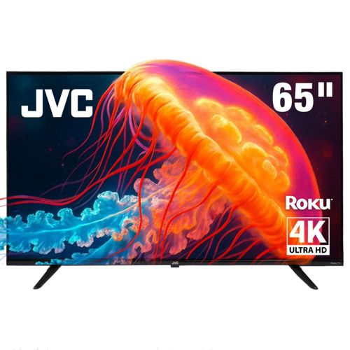 JVC Pantalla Televisión Smart TV 65 Pulgadas LED 4K UHD Roku Frameless Dolby Audio 4 HDMI 2 USB 1 AV SI65URF