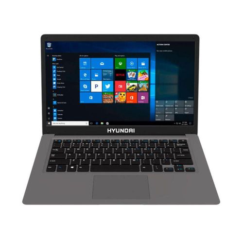 Laptop Hyundai HyBook, Celeron de 14,1", 4 GB de RAM, 128 GB, ranura para SSD SATA M.2 expandible, Windows 10 Home, color gris, TECLADO EN INGLES