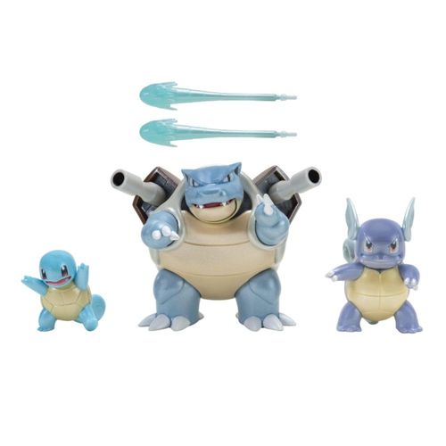 Pokemon Select Evolution Paquete de 3 – Cuenta con Squirtle de 2 Pulgadas, Wartortle de 3 Pulgadas y Cifras de Batalla Blastoise