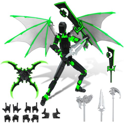 ASVEL Figura de acción Toy 13, Figura de acción móvil con múltiples articulaciones Impresa en 3D, con Alas, Decoraciones de Escr