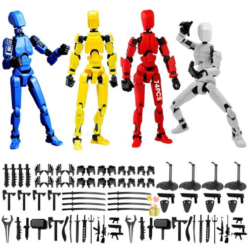 GVFYY Juego de 4 Lucky Dummy T13 Figure, Robot Multiarticulado Impreso PVC 3D, Titan 13 Action Figure, Maniquí Modelo de Activid