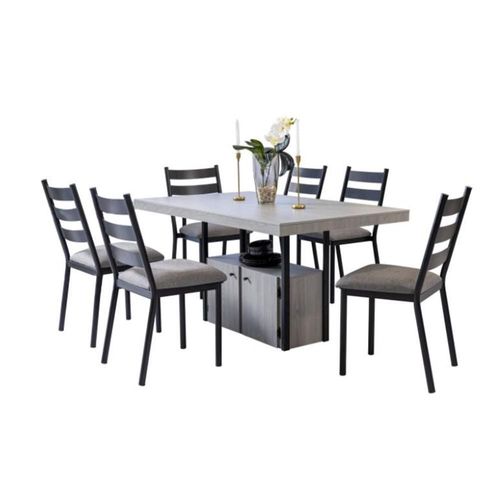 Comedor Venecia 6 personas Negro con Gris