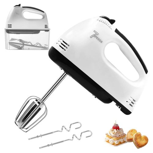 Batidora de Mano 7 Velocidades,Batidora Eléctrica Doméstico,Batidor de Mano,with 2 Whiskers y 2 Dough Hooks y funda de almacenam