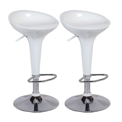 SET DE 2 BANCOS PARA BARRA REDONDOS CON ALTURA AJUSTABLE COLOR BLANCO