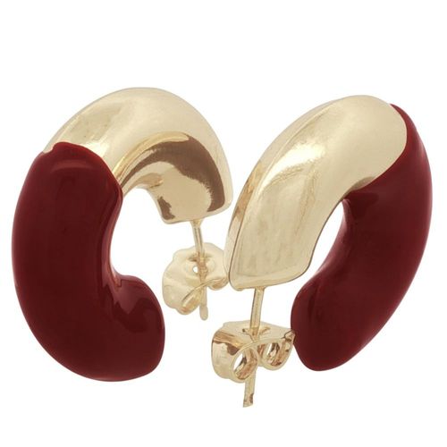 Arete media luna piedra guinda Chapa de Oro 18K Horoz  EH555