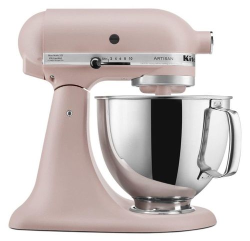 KitchenAid KSM150PSFT Artisan Series - Batidora de pie con protector de vertido, color rosa pluma