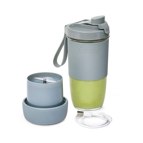 Oster Blend - Licuadora portátil activa con tapa para beber, licuadora personal cargable por USB, color gris