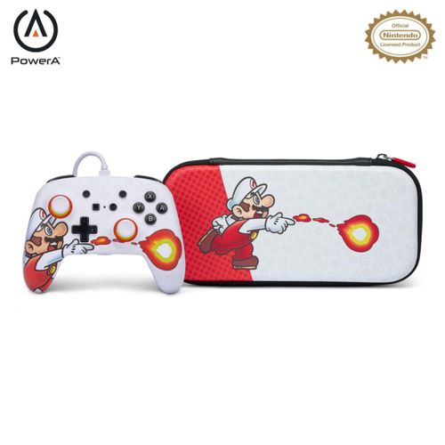 PowerA Enhanced Wired Controller and Slim Case for Nintendo Switch - Mario Fireball - Mario Fireball Edition