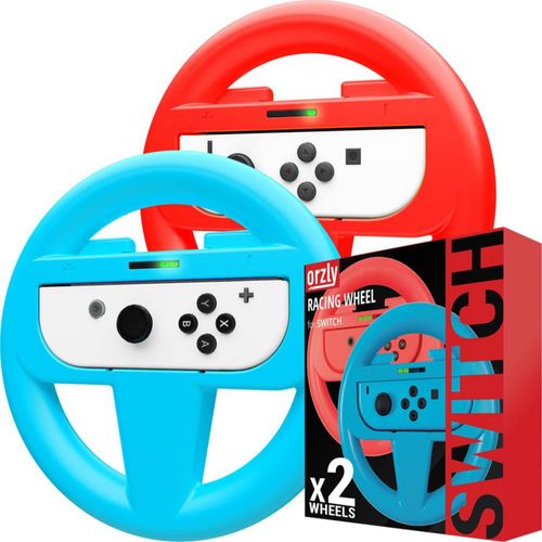 Orzly Pack DE Dos Volantes de para la Switch – Volante Rojo y Volante Azul para Usar con los mandos Joy-con de la Switch