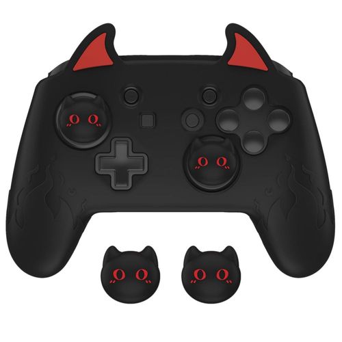 PlayVital Lindo Demonio Funda de Silicona para Nintendo Switch Pro Controlador, Protector Kawaii con Tapas para Joystick y Pegat