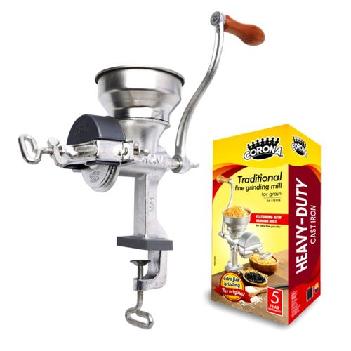 Corona - Molinillo de maíz con tolva baja, molino de frijoles, molinillo manual para maíz, arroz, soja, pimienta, garbanzos, mol
