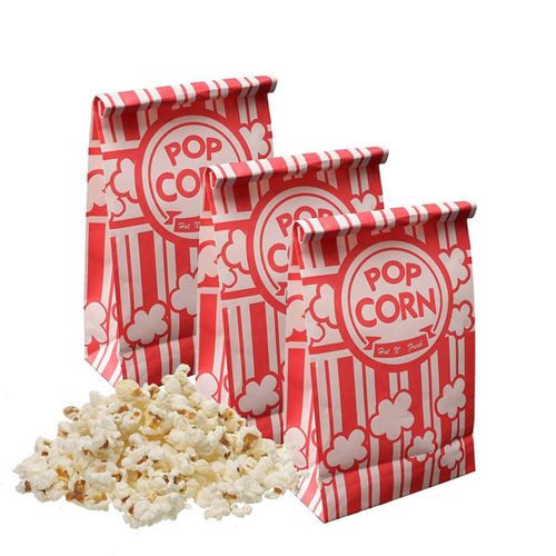 Keriqi Bolsas de palomitas de maíz, 2 onzas, bolsas de papel de fondo plano para palomitas de maíz familiares de cine nocturno,