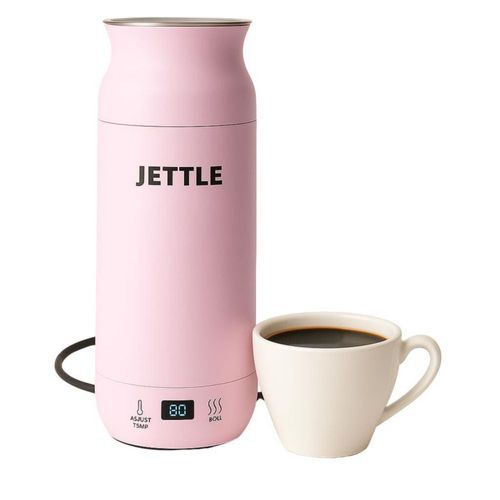 Jettle - Caldera Eléctrica Portátil - Hervidor de Viaje para Café, Té, Sopa, Olla de Agua - Acero Inoxidable - 450 ml - Rosado -