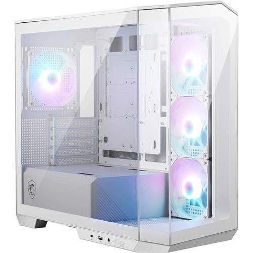 Gabinete gamer msi mag pano m100r pz white micro atx micro torre 4 fan cristal t