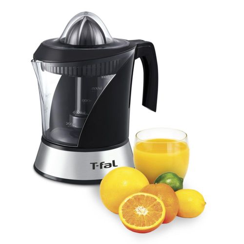 T-fal Exprimidor de Jugo Power Press cuenta con 2 conos removibles y una Jarra de 1 litro con un motor de 40 W de potencia, una