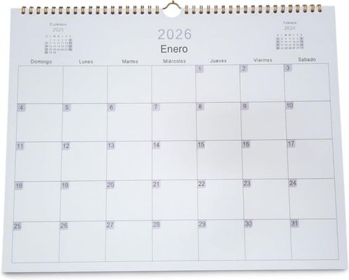 Bluelander Calendario de Pared 2026 Tamaño A3 28 * 37.7 cm, Calendario 18 Meses con Espiral, Calendario de Oficina y Hogar, Calendario Grande.