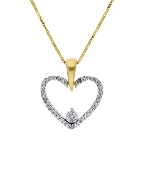 Dije con Cadena de Oro Amarillo 14K con Platinado y 10 Pts de Diamante
