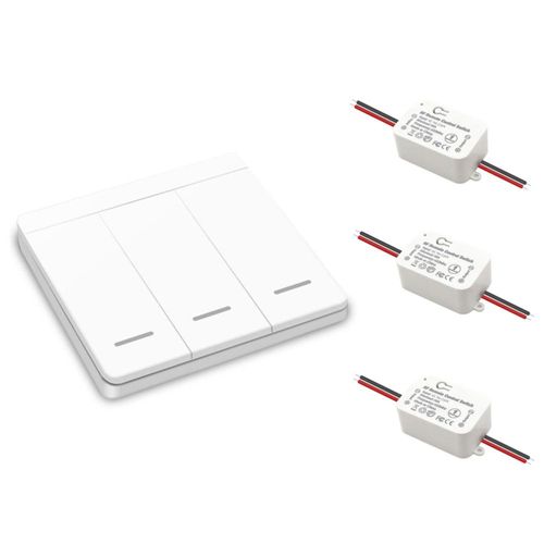 AUVRITIOA Interruptor de Luz Inalámbrico y Kit de Receptor, Sin Cableado, con Control Remoto, Accesorio de Iluminación para Luce