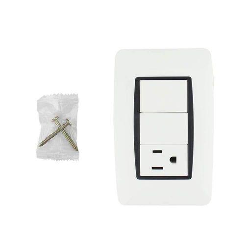 SANELEC, Apagador y Contacto Aterrizado, Línea Verona, Diseño Moderno, Apagadores e Interruptores, Modelo 4464