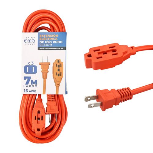 CONTROL EXPERT Extensión Eléctrica Uso Rudo Naranja (7 Metros)