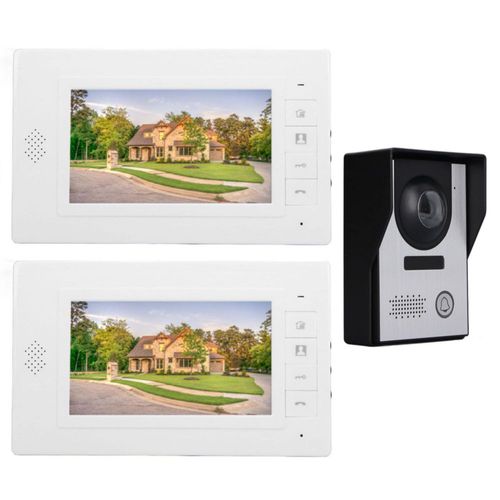 Timbre con Video de 2 Piezas, Kit de Videoportero con Monitor LCD de 7 Pulgadas, Monitor de Llamadas Manos Libres, Visión Noctur