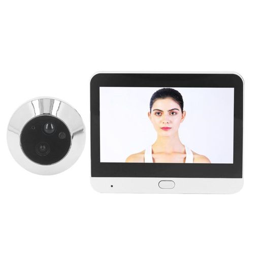 Cámara de Mirilla de Puerta WiFi, Cámara de Timbre con Intercomunicador Bidireccional de 4,3 Pulgadas con Reducción de Ruido, Vi