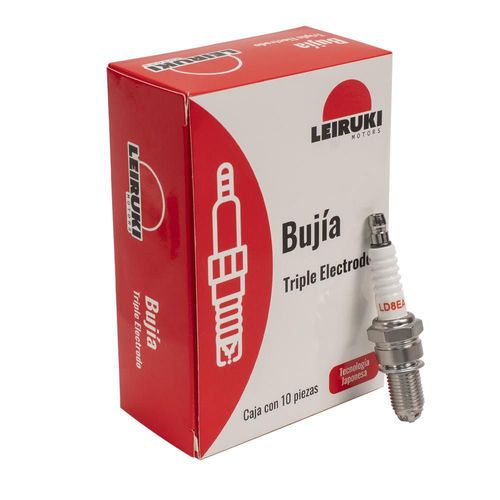 Bujia d8ea triple electrodo marca leiruki caja con 10 piezas