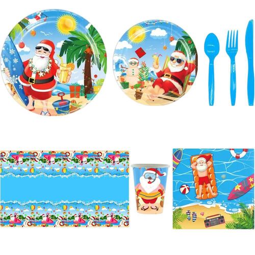 Set Navidad de Vajilla MXDXF-003 DinnClaus Set Navideño de Vajilla Vasos