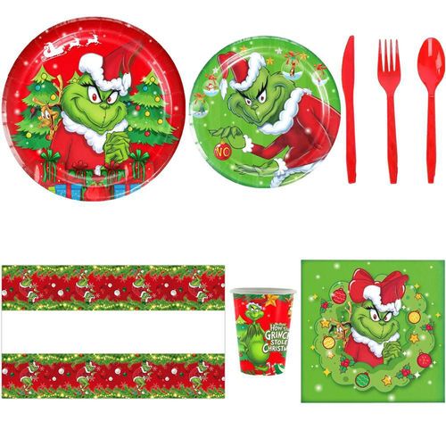 Juego Navideño de Vajilla Cubiertos MXDXG-005 DinnGrin Juego Navideño de Vajilla Vasos