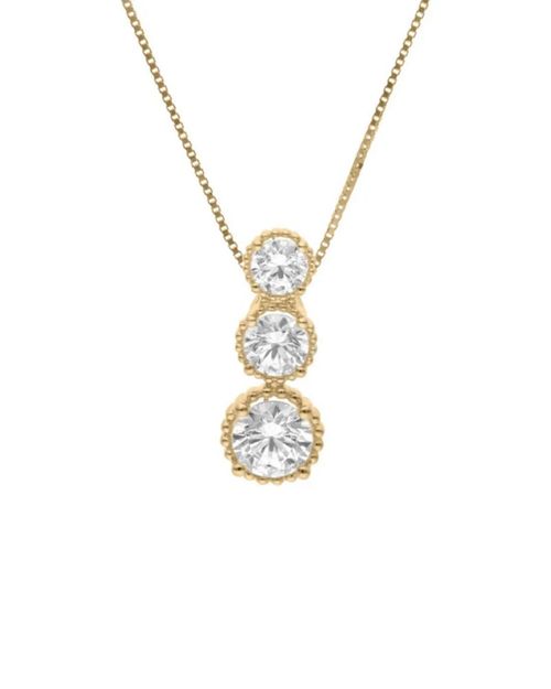 Dije De Oro Amarillo Con Cadena 14K Con Zirconias