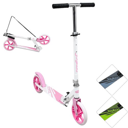 Scooter para Niños Altura Ajustable Ruedas de Goma Freno Trasero Plegable con Correa Apto a partir de 115 cm Soporta hasta 50 kg - Rosa