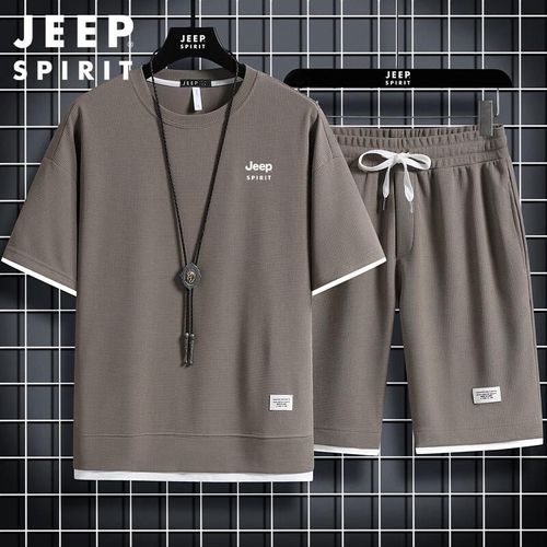 Conjunto Playera Shorts Jeep Spirit Gris Para Hombre