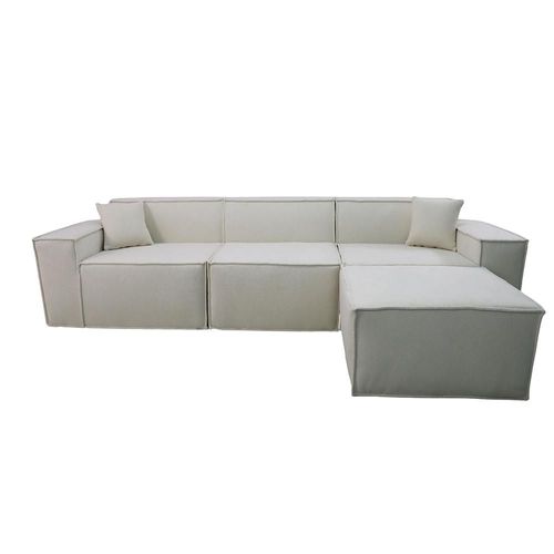Ilios Innova | Sofá Modular Siena Beige 4 Plazas Comprimido de Lujo, Estructura Espuma Alta Densidad, Textil Premium, Sala de 4 Piezas Configurables.