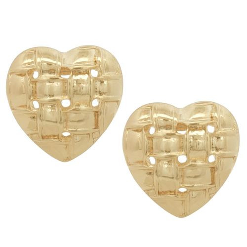 Arete Corazón Doble huggie Chapa de Oro 18K Horoz EH559