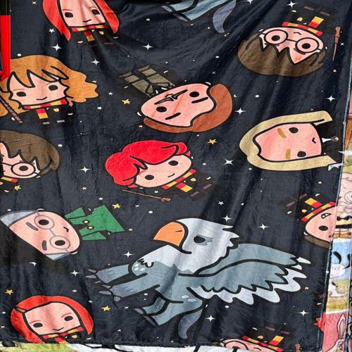 Exclusiva! Cobija Frazada Ultra Suave Harry Potter Collage Tierno Negro