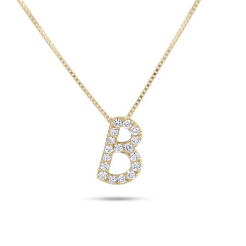 Dije Letra B De Oro 14K Con Diamantes SURAJ-724-DAB