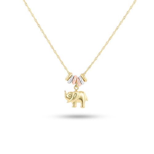 Dije Con Cadena Oro Florentino 14K Con Elefante 42 Cm MO7-DF