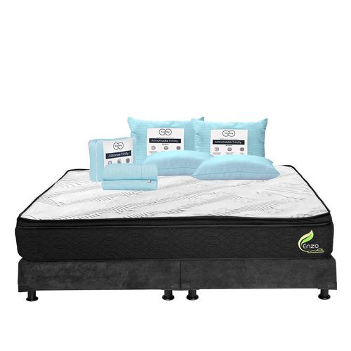 Colchón King Size Restonic Enzo Negro+ Box+ Almohada Trinity 2+ Sabanas Trinity TRY