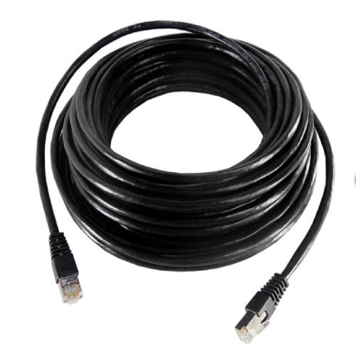 Cable De Red Utp Cat 6e De 30m Con Blindaje Para Exteriores Color Negro Para Transmision De Datos En Alta Velocidad
