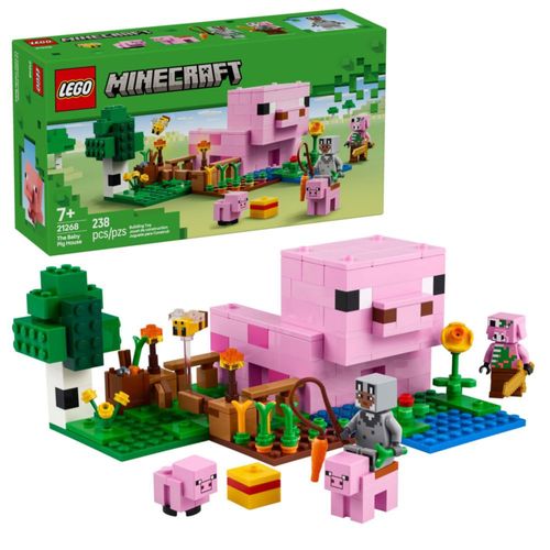 LEGO Minecraft: Casa del Cerdito - Figuras y set de juego - Juguete de construcción Minecraft para niños y niñas, a partir de 7