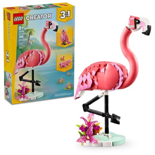 LEGO Creator 3 en 1 Animales Salvajes: Flamenco Rosa - Juguete de Construcción - Incluye 3 Opciones de Construcción: Flamenco Ro