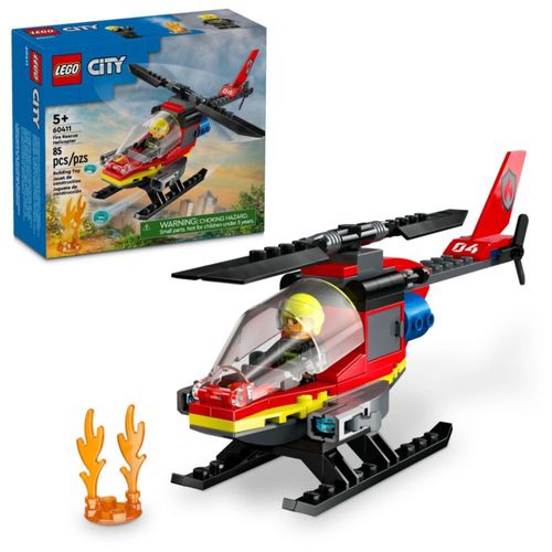 Helicóptero de rescate de bomberos LEGO City - Juguete de construcción - Juego de simulación y aprendizaje para niños - Regalo d